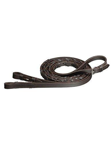 Tough 1 Split Reins with Braided Rawhide and Silver Barrels, Light Oil - color: Brown, size: 60
