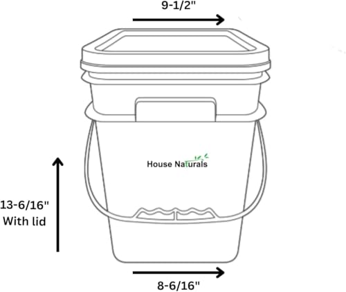 House Naturals 4 Gallon Square Food Grade Bucket Pail with Plastic Handles and Lid (Pack of 3) Made in USA containers (4G SQ Clear - Green lids) - color: 4g Sq Clear - Green Lids