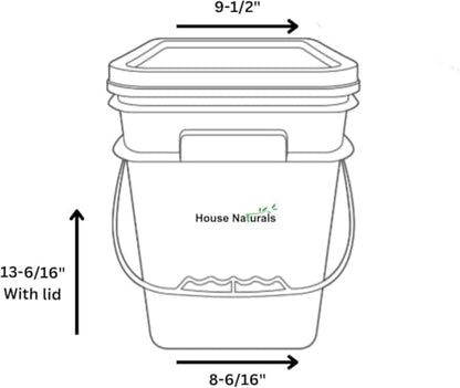House Naturals 4 Gallon Square Food Grade Bucket Pail with Plastic Handles and Lid (Pack of 3) Made in USA containers (4G SQ Clear - Green lids) - color: 4g Sq Clear - Green Lids