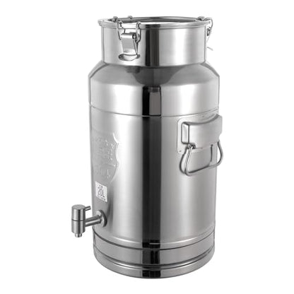 304 Stainless Steel Milk Can 20L/5.28Gal Commercial Beverage Dispenser with Faucet, Metal Water Beverage Drink Dispenser with Sealed Lid & Handles for Milk Wine Oil - size: 20L/5.28Gal