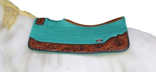Horse 32"x30" Western Contoured Wool Felt Therapeutic Saddle Pad 39253 - color: Teal
