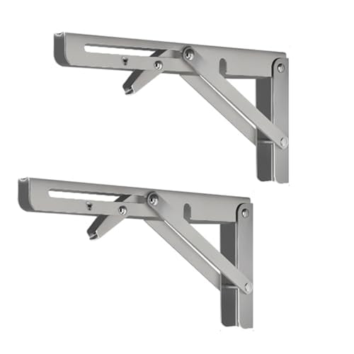 Stainless Folding Shelf Brackets - Heavy Duty Stainless Steel Collapsible Shelf Bracket for Bench Table, Space Saving DIY Bracket, Max Load: 550lb (8 INCH-2PCS) - size: 8 INCH-2PCS