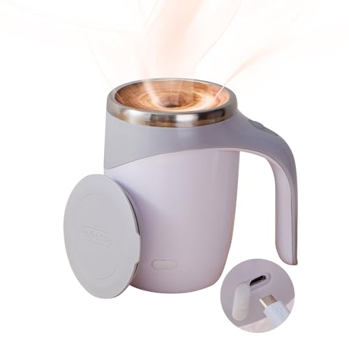 Rechargeable Automatic Stirring Coffee Mug, Stainless Steel White