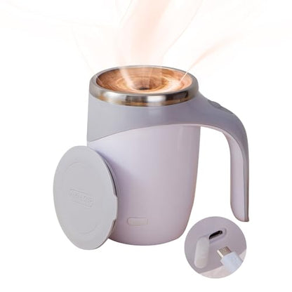 Rechargeable Automatic Stirring Coffee Mug, Stainless Steel White