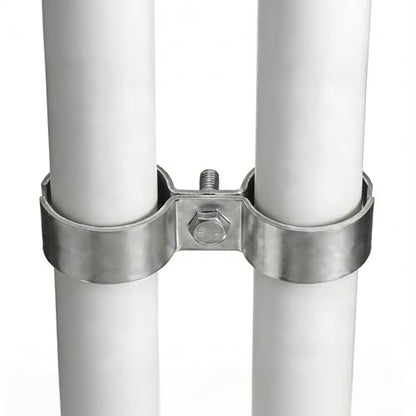 HARFINGTON 2pcs Chain Link Fence Panel Clamps 5/8" Stainless Steel Dog Kennel Clamps Fence Connector Temporary Dog Cage Hardware Parts with Bolts and Nuts for Round Pipe Panel - size: 5/8"