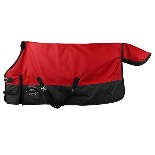 Showman Adjustable 56"-62" Pony/Yearling 1200 Denier Turnout Blanket - color: Red