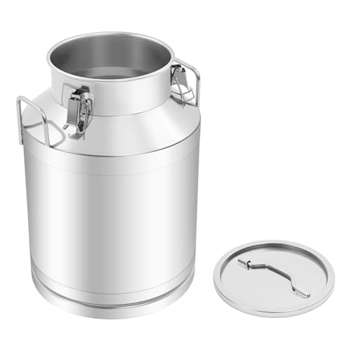 1MM Thickened Stainless Steel Milk Can Large Liquid Container Storage,Stainless Steel Milk Bucket with Sealing Lid and Carry Handle,for Wine, Oil Storage Transport (50L/13.2Gal) - size: 50L/13.2Gal