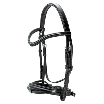 Jeffers Uniquely English Leather Horse Bridle with Reins, Padded Crown, Adjustable Noseband, English Bridle Tack for Hunter, Jumping, Dressage, Riding - size: Cob