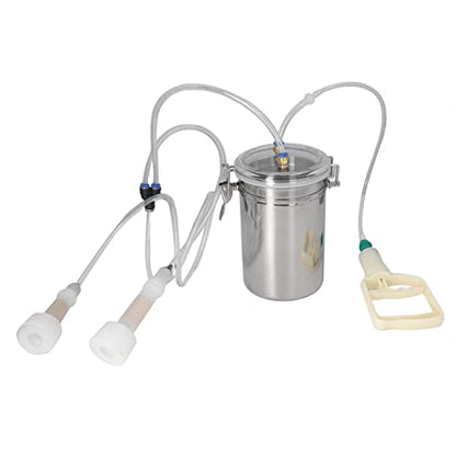 Sorandy 2L Goat Milking Machine, Large Capacity Manual Milking Machine Effort Saving Goat Milker Adjustable Pulsating Pump Stainless Steel Bottle Portable Milking Kit for Sheep, Cow, Goat