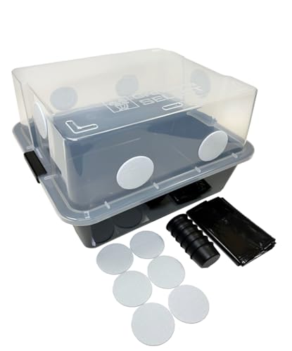 Myco Labs Grower's Select Mushroom Monotub Fruiting Chamber with Filter Disks and Liner - size: 48 Quart