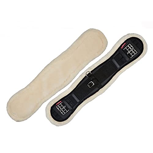 LeMieux Simuwool Integrated Mono Girth - Dressage/Jumping - color: Black / Natural, size: 55cm