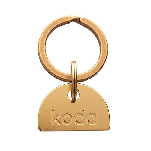 Solid Brass PET TAG - Modern, Minimal Pet IDs. Durable, Lifetime Tags with deep Cut Text. Includes Space for Two Phone Numbers. (Arch Mini) - style: Arch Mini