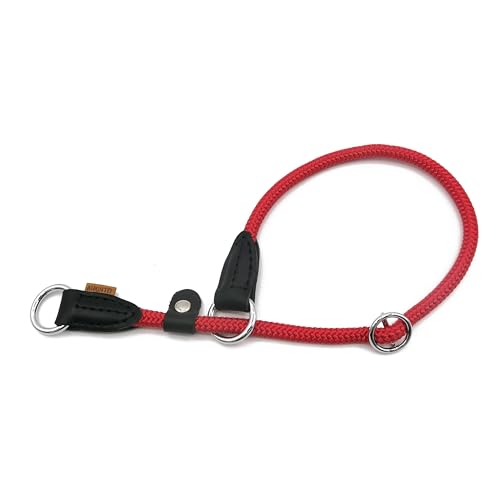 Braided Round Martingale Dog Collar, Training Collar with Slidable Stop Ring and Adjustable Stopper - Ideal for Medium Dogs (M(1/3") - 18" Long, Red) - color: Red, size: M(1/3") - 18" Long with stopper