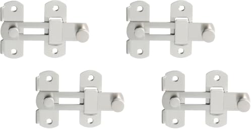 Alise 2Pcs 4 inch Flip Latch Gate Latches, Safety Door Lock for Barn Wood Fence Sliding French Doors,Heavy Duty SUS304 Stainless Steel Gate Hardware Brushed Nickel MS9500LS-2P (Pack of 2) - color: Multicolor, size: 4 inch-2p (Pack of 2)