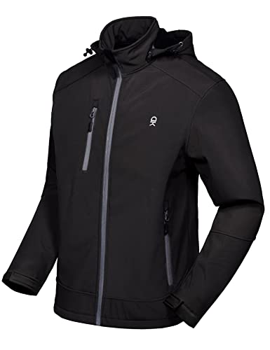 Little Donkey Andy Men’s Removable Hood Softshell Fleece Jacket - color: A.black, size: Large