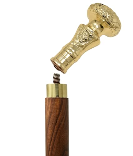 Vintage Brass Handle Victorian Telescope Fold able Wooden Walking Stick, Walking Cane with for Men & Women, Fancy Canes, Ideal Gift