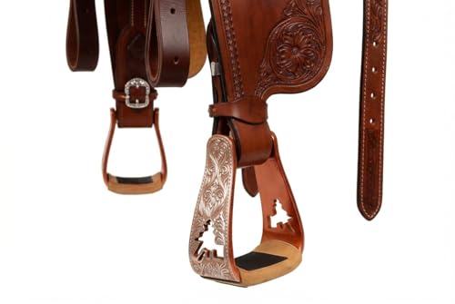CHALLENGER Horse Saddle Western Riding Aluminum Stirrups Roper Angled Slanted Pair 51151v - color: Barrel Racer Bronze