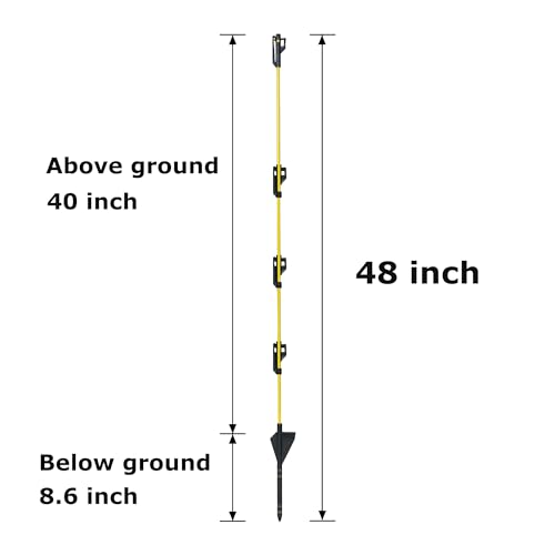 48 inch Fiberglass Electric Fence Posts,Electric Fence Stakes,Yellow 50 pcs - color: 48 INCH, size: 50 pcs