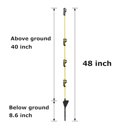 48 inch Fiberglass Electric Fence Posts,Electric Fence Stakes,Yellow 50 pcs - color: 48 INCH, size: 50 pcs