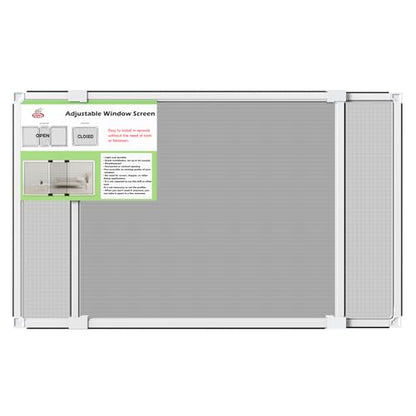 FLYZZZ Adjustable Window Screen for Hung Windows, White Expandable Horizontal Sliding Screen, 20" H x 28-52" W with Black Fiberglass Mesh Removable Window Screen Replacement, 1-Pack - size: L(20" H x 28-52" W )- 1 Pack