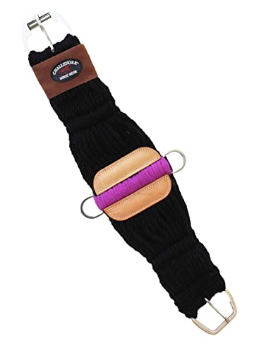 CHALLENGER Western 27-Strand Double Weave Black Mohair Roper Cinch 97RT08 - color: Black Purple, size: 22"