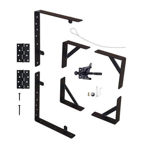 Anti Sag Fence Gate Kit Gate Hardware Gate Latch for Wooden Fence Heavy Duty Corner Brace Brackets with a Gate Latch 1 Set for Wooden Fence, Shed Doors, Driveway Gates, Corral Gates, Wood Windows - size: One Set