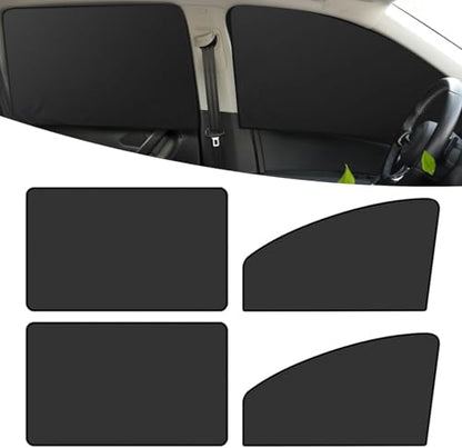 4 PCS Car Side Window Sun Shade, Sunproof Heat Insulation Car Window Shades, Portable Adsorption Front Rear Privacy Protection Cover, Universal for Most Vehicles (Black) - color: Black