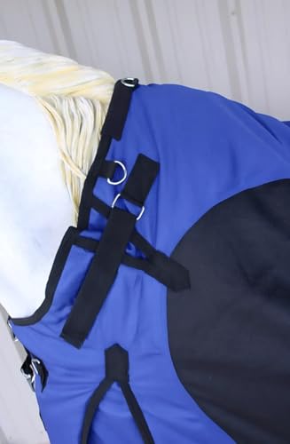 Challenger 1200D Horse Turnout Waterproof Heavy Weight Winter Blanket 5EE20RB - color: Royal Blue Black, size: 72 inches
