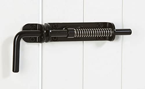 National Hardware Spring Loaded Heavy Duty Sliding Door Bolt, Steel, Black - color: Black