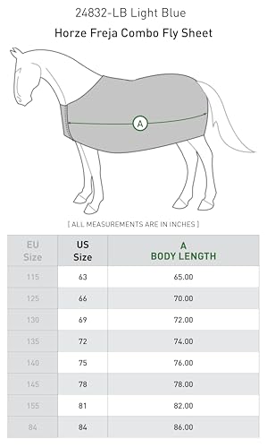 Horze Freja Horse Fly Sheet with Belly Band, Equine Fly Sheet for Horses - size: 72 in