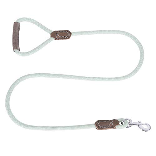 Mile High Life Dog Leash with Genuine Leather-Wrapped Ends/Handle, 4/5/6FT - color: Gray Green, size: 48 Inch-1/2"