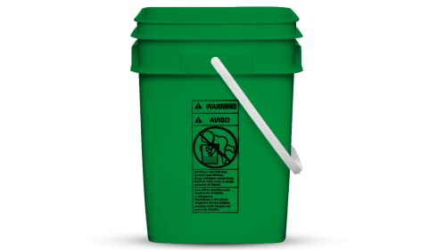 House Naturals 4 Gallon Square Food Grade Plastic Bucket with Lid, Made in USA (Pack of 2) BPA Free (Green) - color: Green
