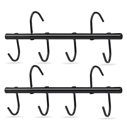 2Pcs Tack Rack with Swivel Hooks,6 Hook Portable Bridle Hooks Tack Hangers for Stable Horse Tack Room Barn and Fence(Black)