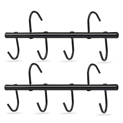 2Pcs Tack Rack with Swivel Hooks,6 Hook Portable Bridle Hooks Tack Hangers for Stable Horse Tack Room Barn and Fence(Black)