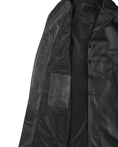 fjackets Lambskin Stylish Leather Car Coats for Womens - Real Long Leather Jacket Women Casual Leather Coat - color: Black, size: Medium