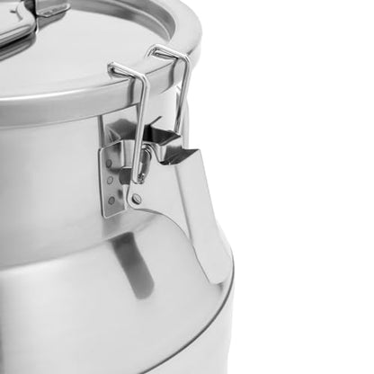Milk Bucket 60L/15gal Stainless Steel Milk Transport Barrel with Lid, 15×24in Heavy Duty Milk Jugs with Three Buckles and Two Sturdy Handles for Oil, Milk, Coffee, Wine, Tea, Honey - size: 60L/15gal-15×24in