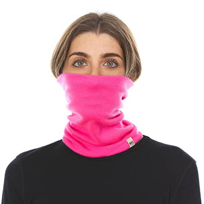 100% Merino Wool - Midweight Neck Gaiter - Skiing Neck Warmer - Winter Face Mask - Multipurpose Headwear - color: Blaze Pink