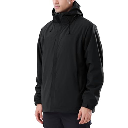 CAMEL CROWN Men's Ski Jacket 3 in 1 Waterproof Winter Jacket Snow Jacket Windproof Hooded with Inner Warm Fleece Coat - color: Black B612, size: Small