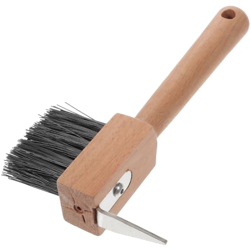 Hemoton Horse Hoof Brush Wooden Handle Hoof Care Tool for Cattle Sheep and Camels Metal Bristles for Cleaning Trimming and Grooming Portable 6.69 X 3.93 X 1.18 in