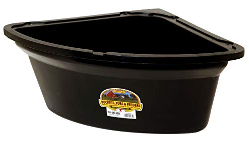 Little Giant Plastic Corner Feeder Bucket (Black) Durable & Useful Space Saving Corner Feed Trough (26 Quart) (Item No. PCF6BLACK)