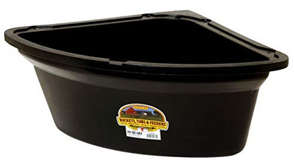 Little Giant Plastic Corner Feeder Bucket (Black) Durable & Useful Space Saving Corner Feed Trough (26 Quart) (Item No. PCF6BLACK)