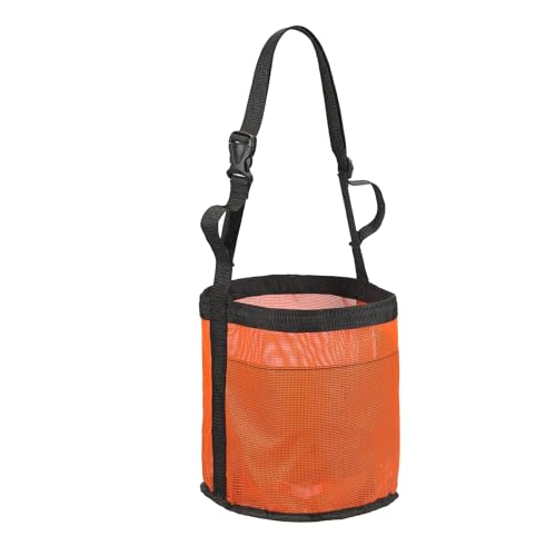 Horse Feed Bag, Horse Muzzle Hay Bags with Adjustable Strap Nylon Mesh Waterproof Bottom Grain Horses Bag, (Orange, M,1 Pcs), Intended for Feeding Grain/Powder/Hay - color: Orange, size: M
