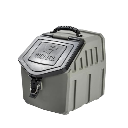 GUNNER 30 lbs Gunmetal Dog Food Storage Container with Measuring Scoop – Waterproof & Airtight Pet Food Bin for Dry Feed, Corn, Chicken Feed, Bird Seed & Treats – 3 Cup Ergonomic Scooper