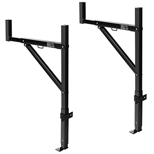 VEVOR Truck Rack, 19-34inch Extendable Truck Ladder Rack, 38.6"-43.6" Adjustable Height, 250 lbs Capacity Steel Ladder Rack for Truck, Heavy Duty Truck Bed Rack for Kayak, Surfboard, Lumber, Ladder - style: Ladder Rack