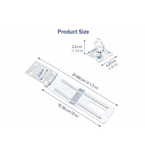 6 Inch Heavy Duty Safety Hasp Lock, 2Pk Thick Steel Barn Latch - color: Zinc Plated, size: 6 Inch
