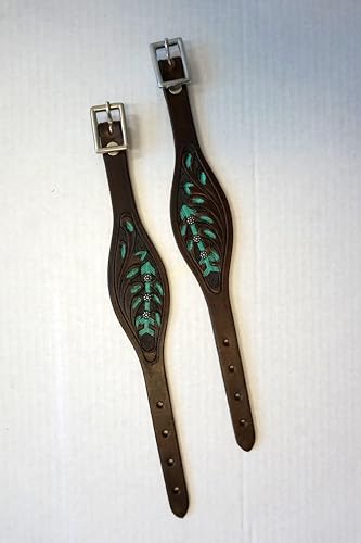 Stitched Leather Western Saddle Stirrup Replacement Hobbles for Youth Saddle - color: Brown Arrow