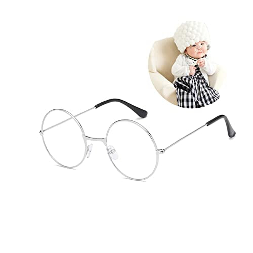 SHARELY SHEEP Newborn Photography Props Baby Boy Girl Photo Shoot Fake Glasses Halloween Santa Cosplay Props Baby Gift - size: Large, style: Silver B