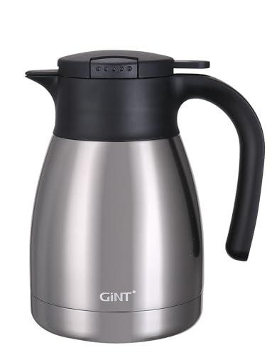 GiNT 34Oz Thermal Coffee Carafe, Insulated Stainless Steel Coffee Carafes for Keeping Hot/Double Walled Vacuum Coffee Carafe (Silver, 1L) - color: Silver, size: 34 Ounces