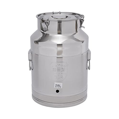 28L/7.4Gallon Stainless Steel Milk Can with Spigot, Heavy Duty Milk Jug Wine Pail Bucket Bottle Liquid Container Storage for Grain Wine Liquid,Stainless Steel Sealed Tank