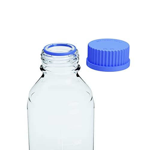 500ML Storage Glass Bottles – 2pcs Round Media Storage Bottle – Borosilicate Glass Bottles – Safe Probe Storage Glass Storage Bottles with GL45 Blue Screw Cap (500ml - 2pcs) - size: 500ml - 2pcs